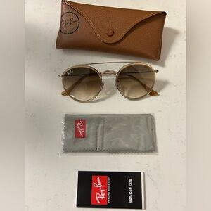 Rayban round aviator Sunglasses with gradient brown tint. RB3647